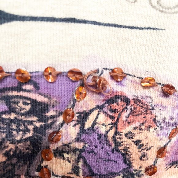 Bit & Bridle Brown Cowgirl Beaded T-Shirt XL - Picture 3 of 5